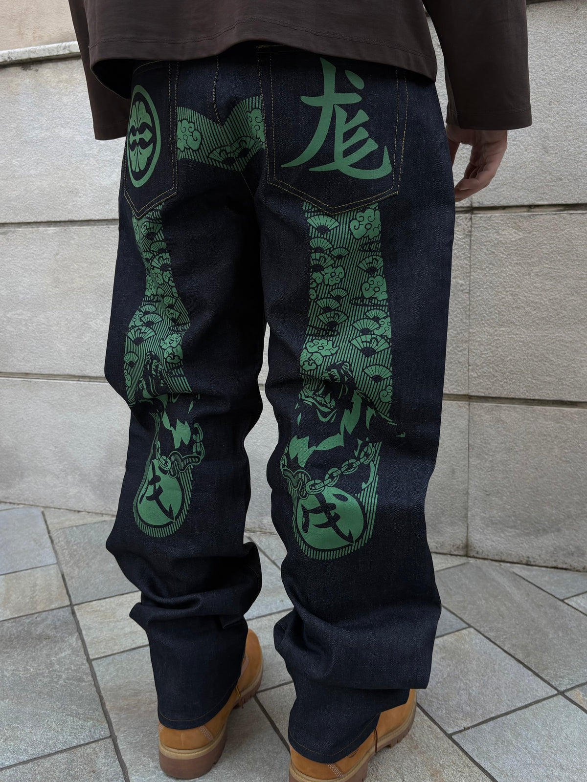 EVISU No.2 Japanese Dragon Green – Jeans Baggy Y2K