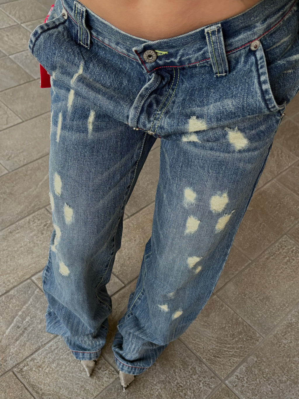 Jeans Blu Strappi