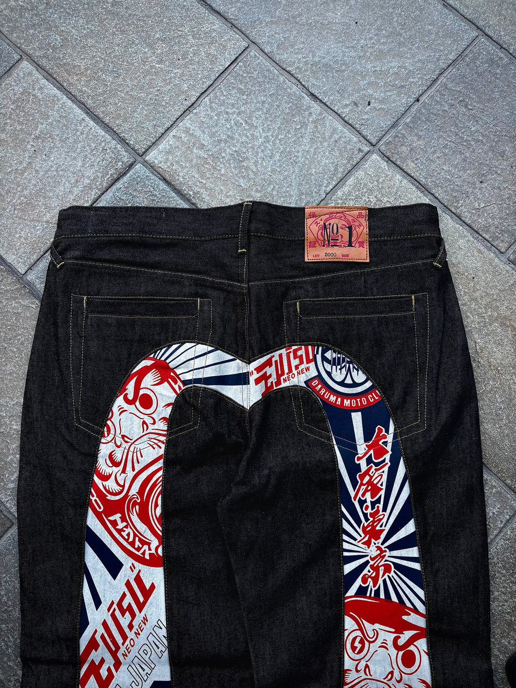 EVISU No.1 Daruma Moto Club – Jeans Baggy Japanese Streetwear