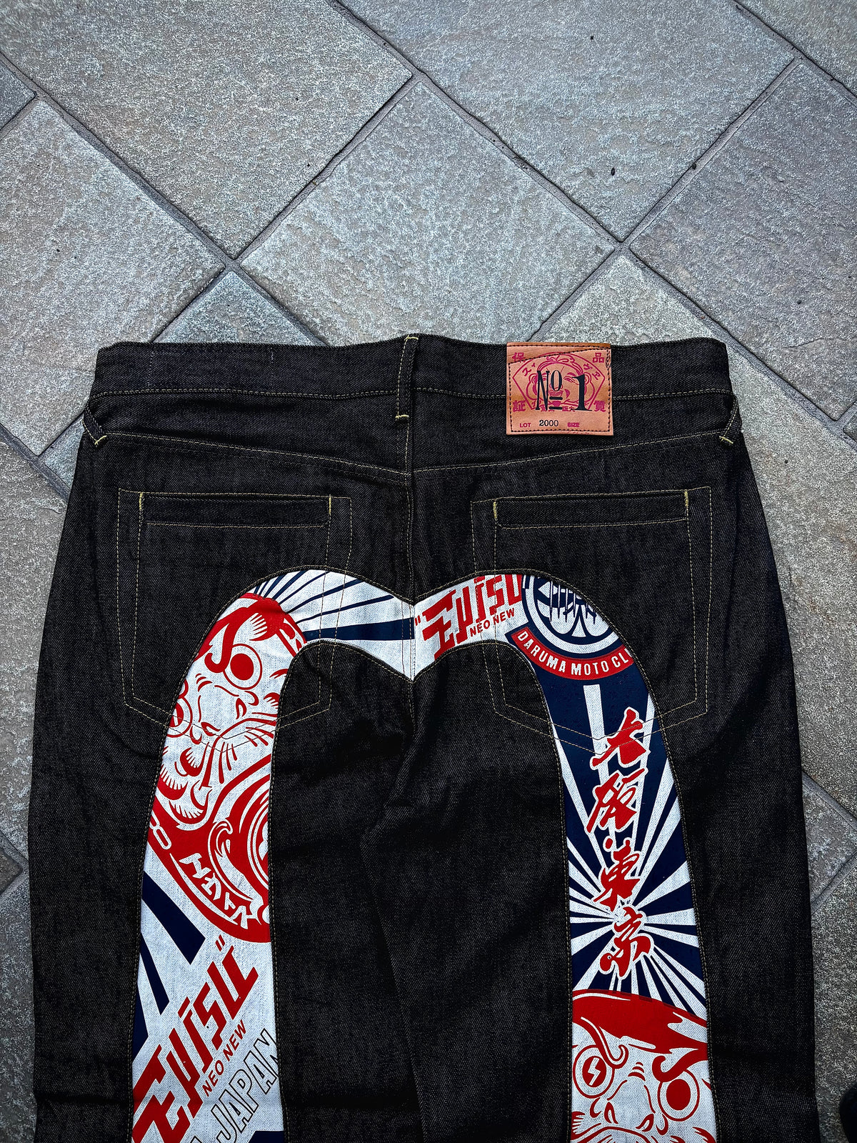 EVISU No.1 Daruma Moto Club – Jeans Baggy Japanese Streetwear