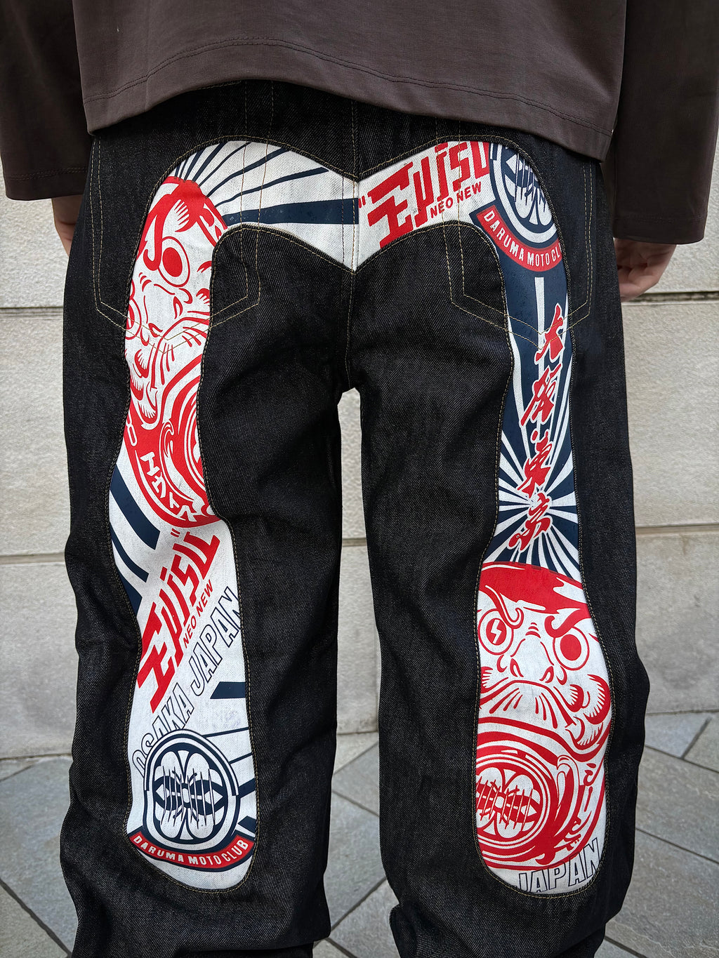 EVISU No.1 Daruma Moto Club – Jeans Baggy Japanese Streetwear