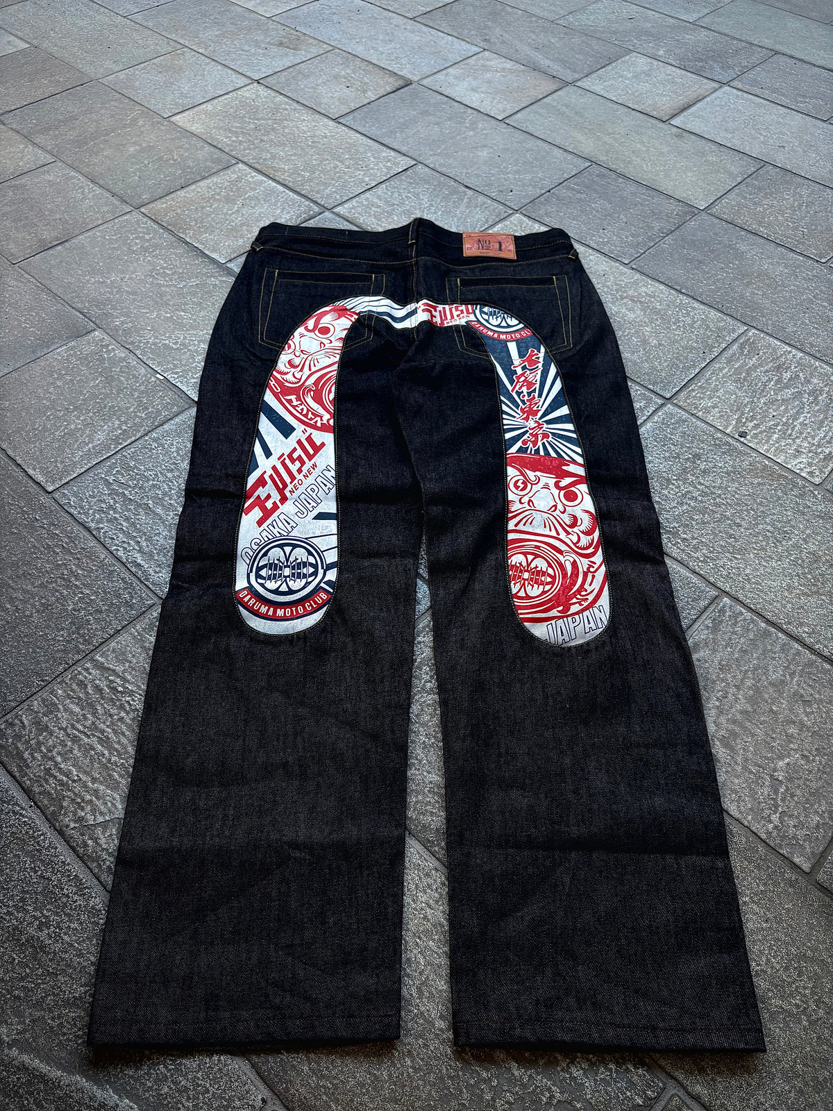 EVISU No.1 Daruma Moto Club – Jeans Baggy Japanese Streetwear