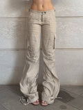 Pantaloni Low Waist Lino Zip