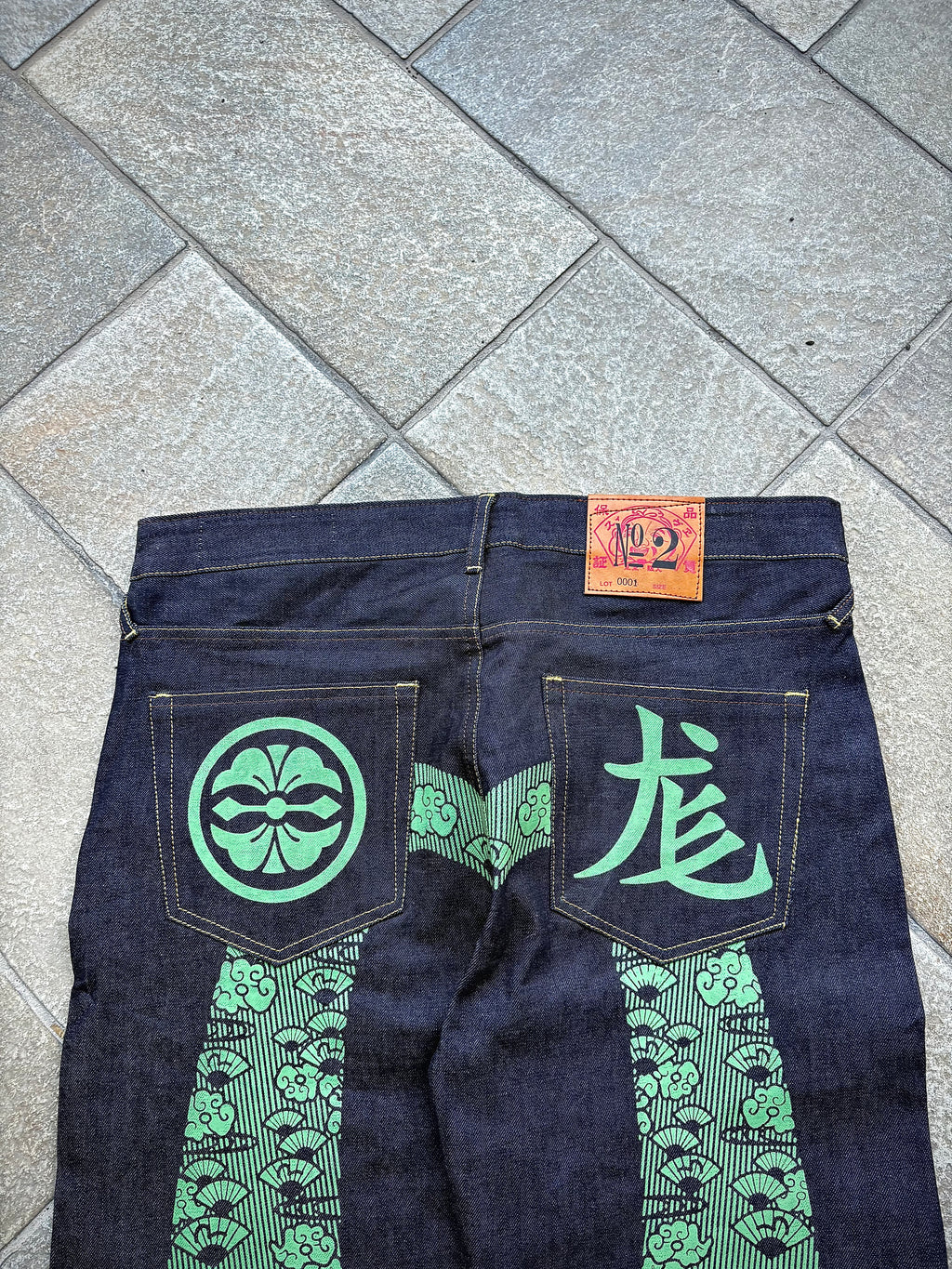 EVISU No.2 Japanese Dragon Green – Jeans Baggy Y2K
