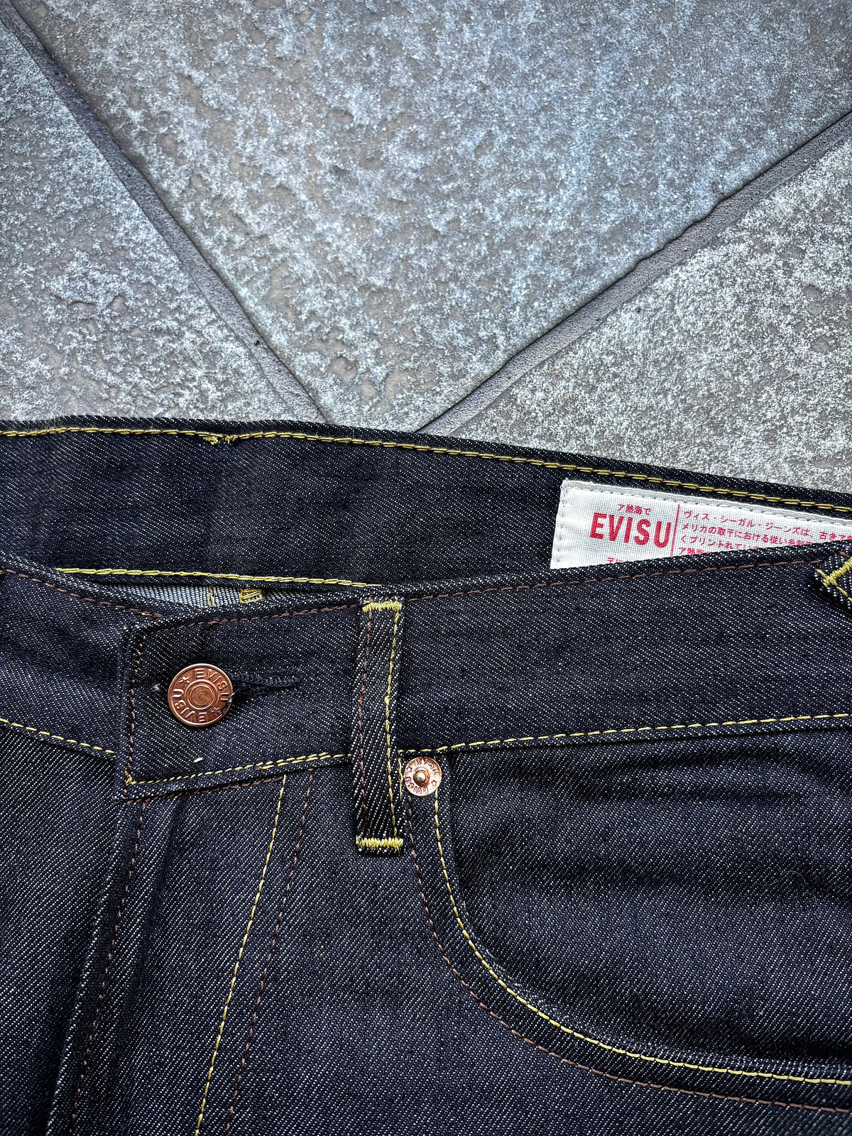 EVISU No.1 Daruma Moto Club Yellow Red – Jeans Baggy Y2K