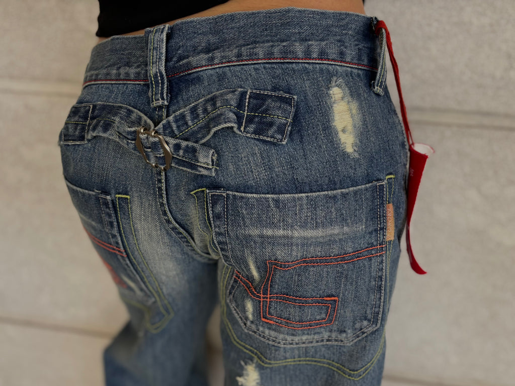 Jeans Blu Strappi