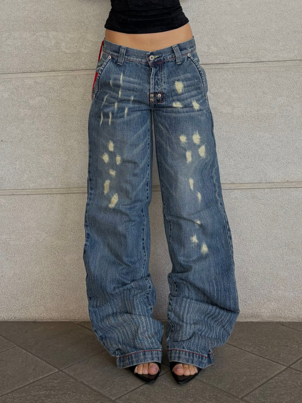 Jeans Blu Strappi