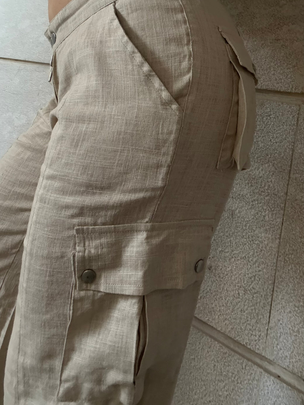 Pantaloni Low Waist Lino Zip