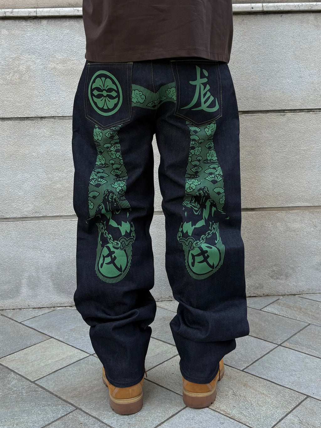 EVISU No.2 Japanese Dragon Green – Jeans Baggy Y2K