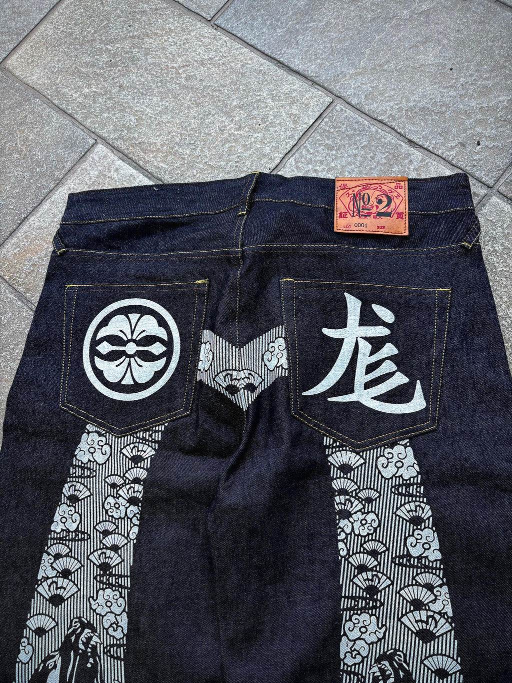 EVISU No.2 Japanese Dragon White – Jeans Baggy Y2K
