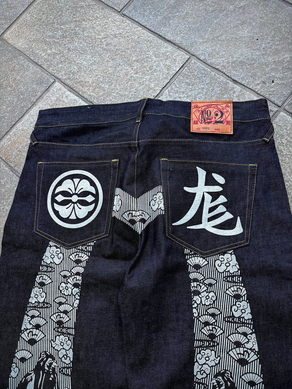EVISU No.2 Japanese Dragon White – Jeans Baggy Y2K