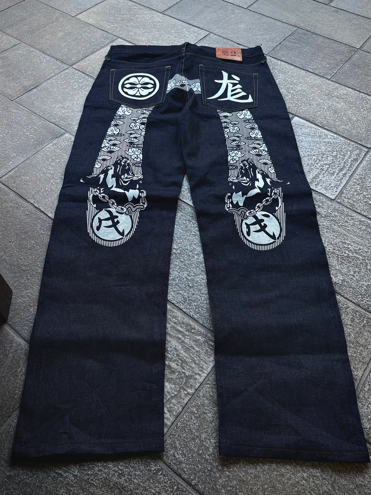 EVISU No.2 Japanese Dragon White – Jeans Baggy Y2K