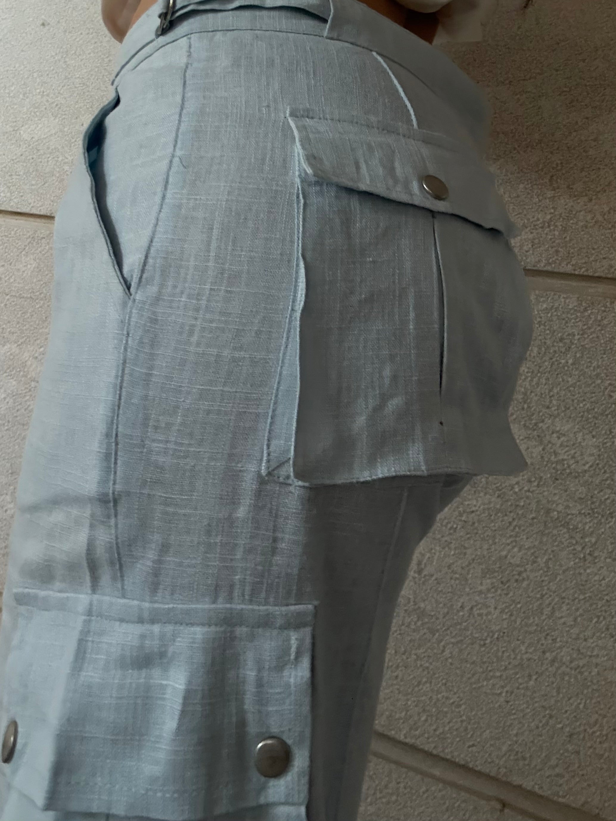 Pantaloni Low Waist Lino Zip