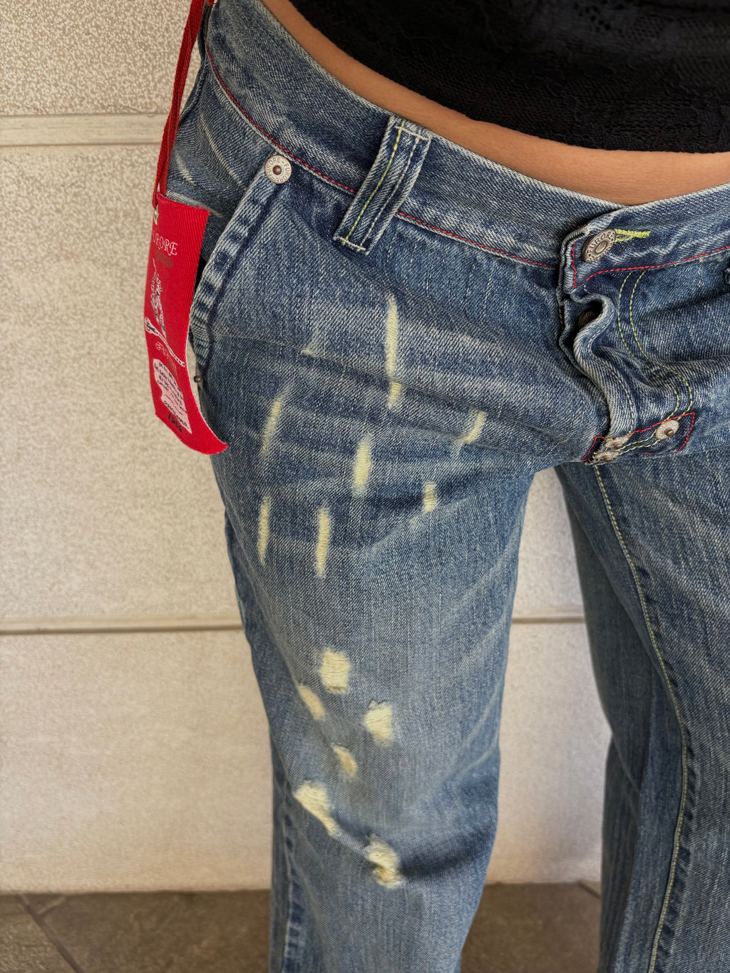 Jeans Blu Strappi