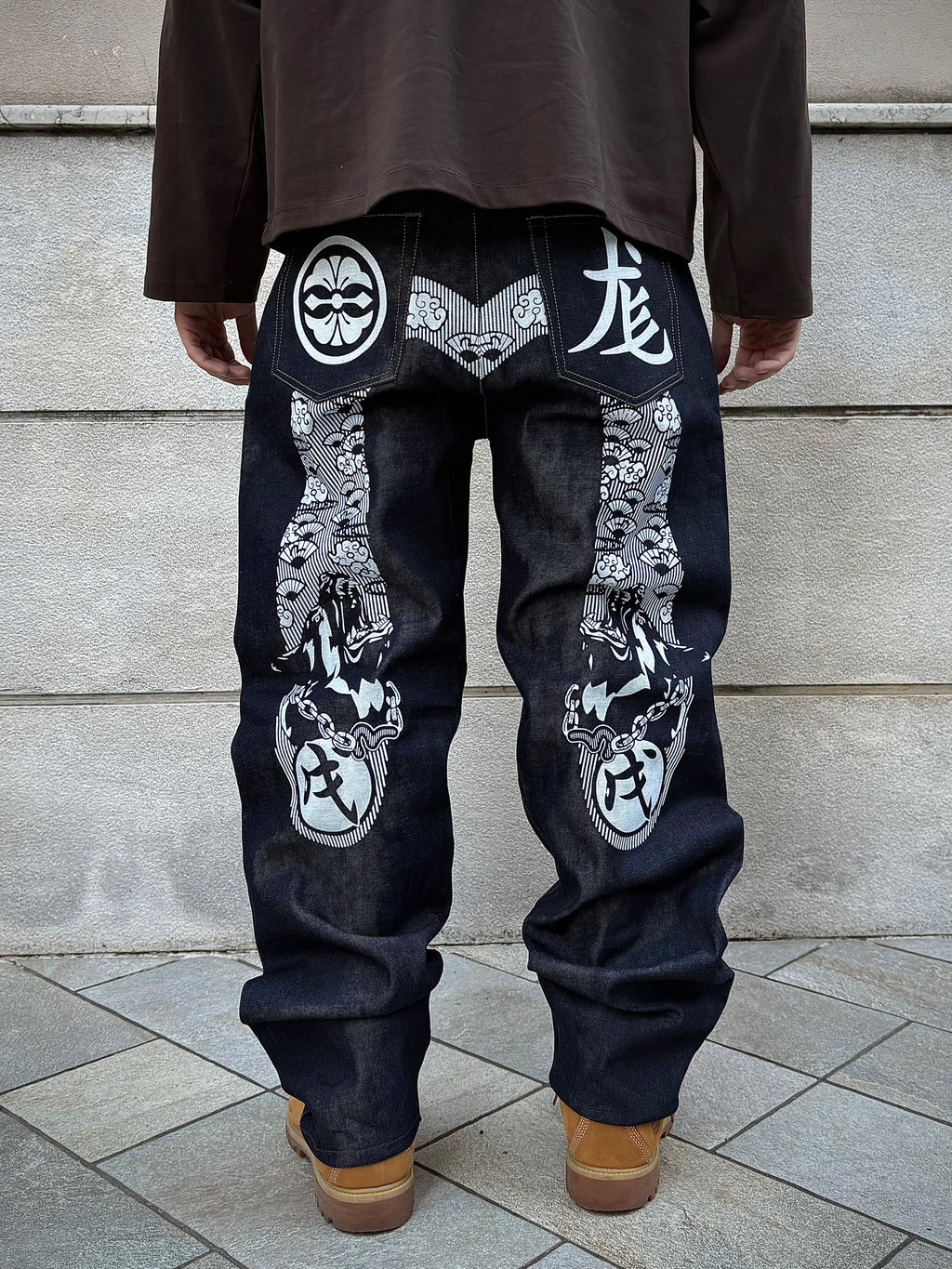 EVISU No.2 Japanese Dragon White – Jeans Baggy Y2K