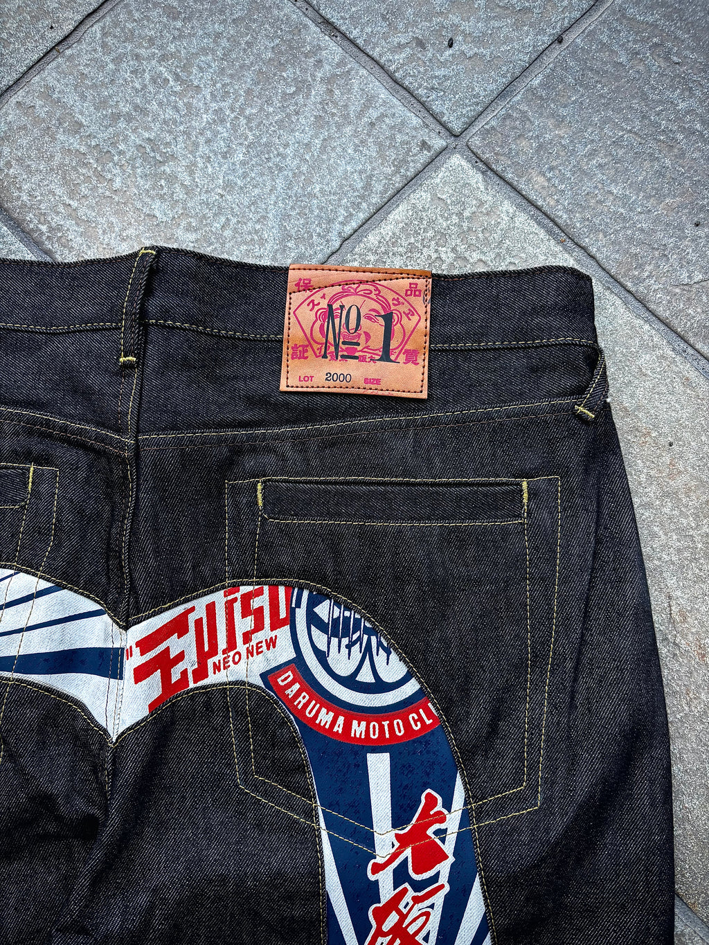 EVISU No.1 Daruma Moto Club – Jeans Baggy Japanese Streetwear