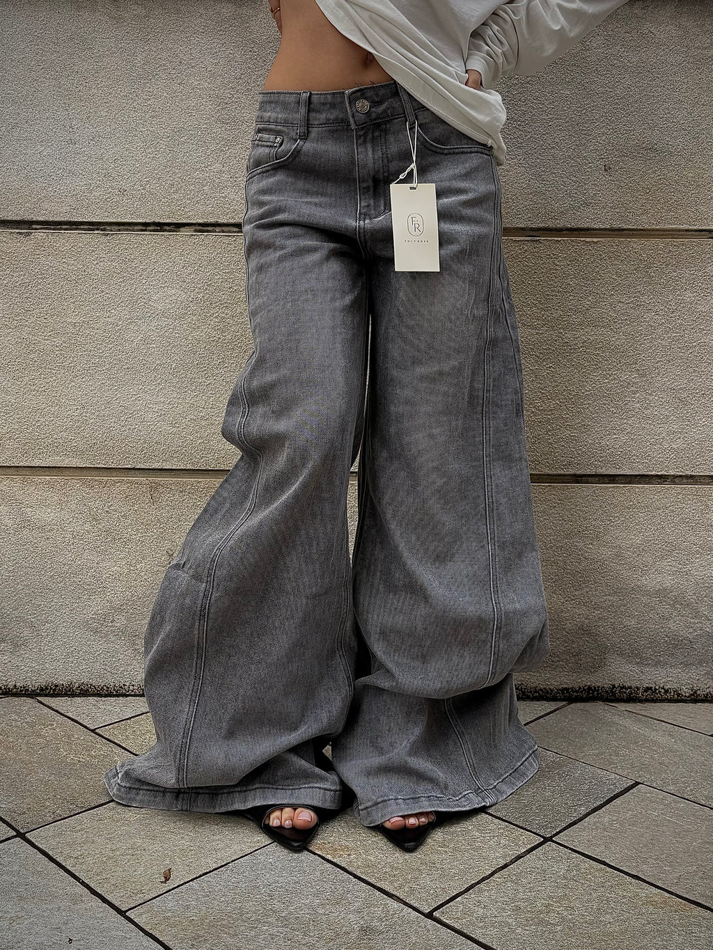 Jeans Grigio Super Wide Leg