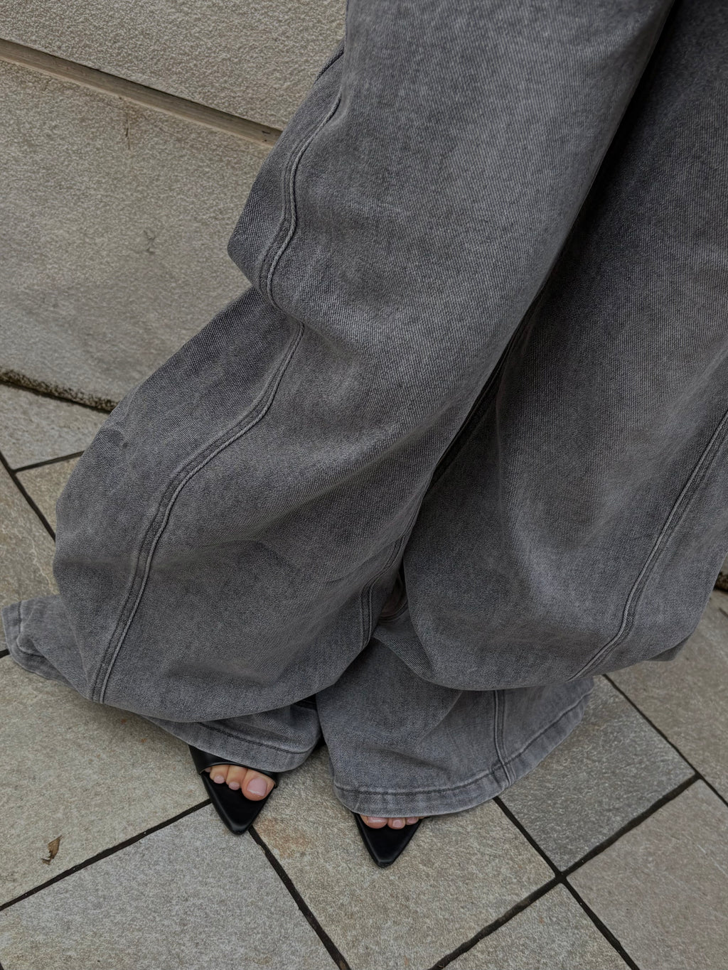 Jeans Grigio Super Wide Leg