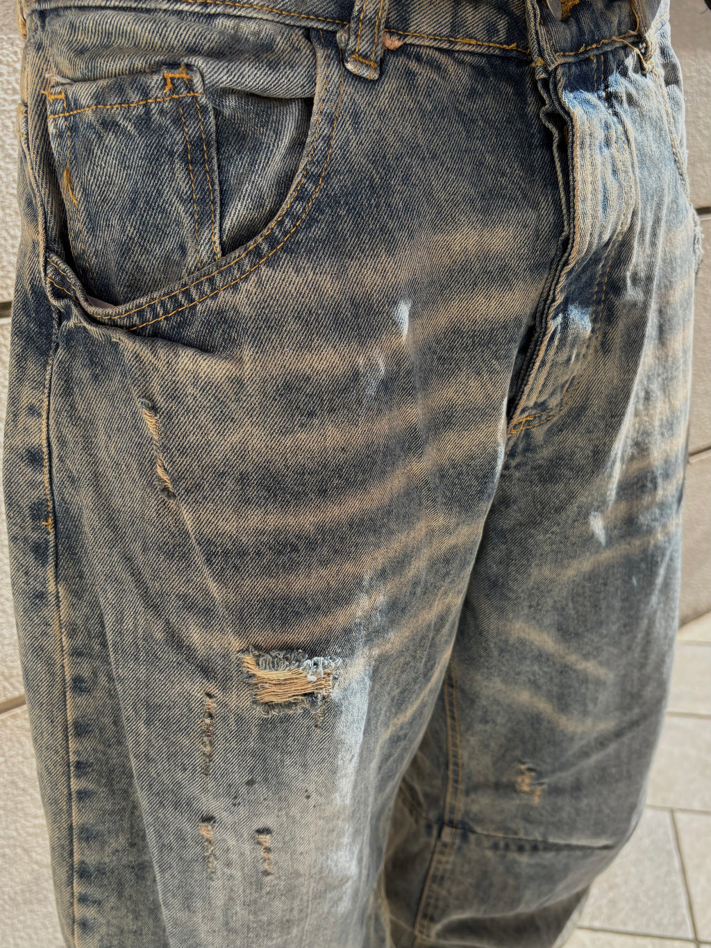Jeans Dirty Effect Washed Baggy