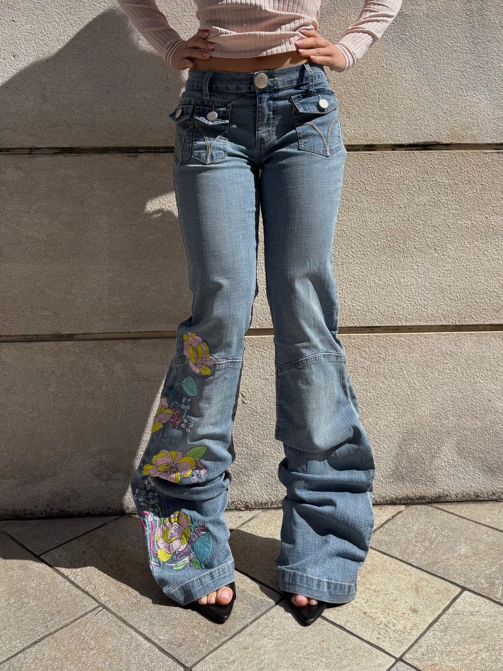 Jeans Low Waist Flower