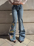 Jeans Low Waist Flower