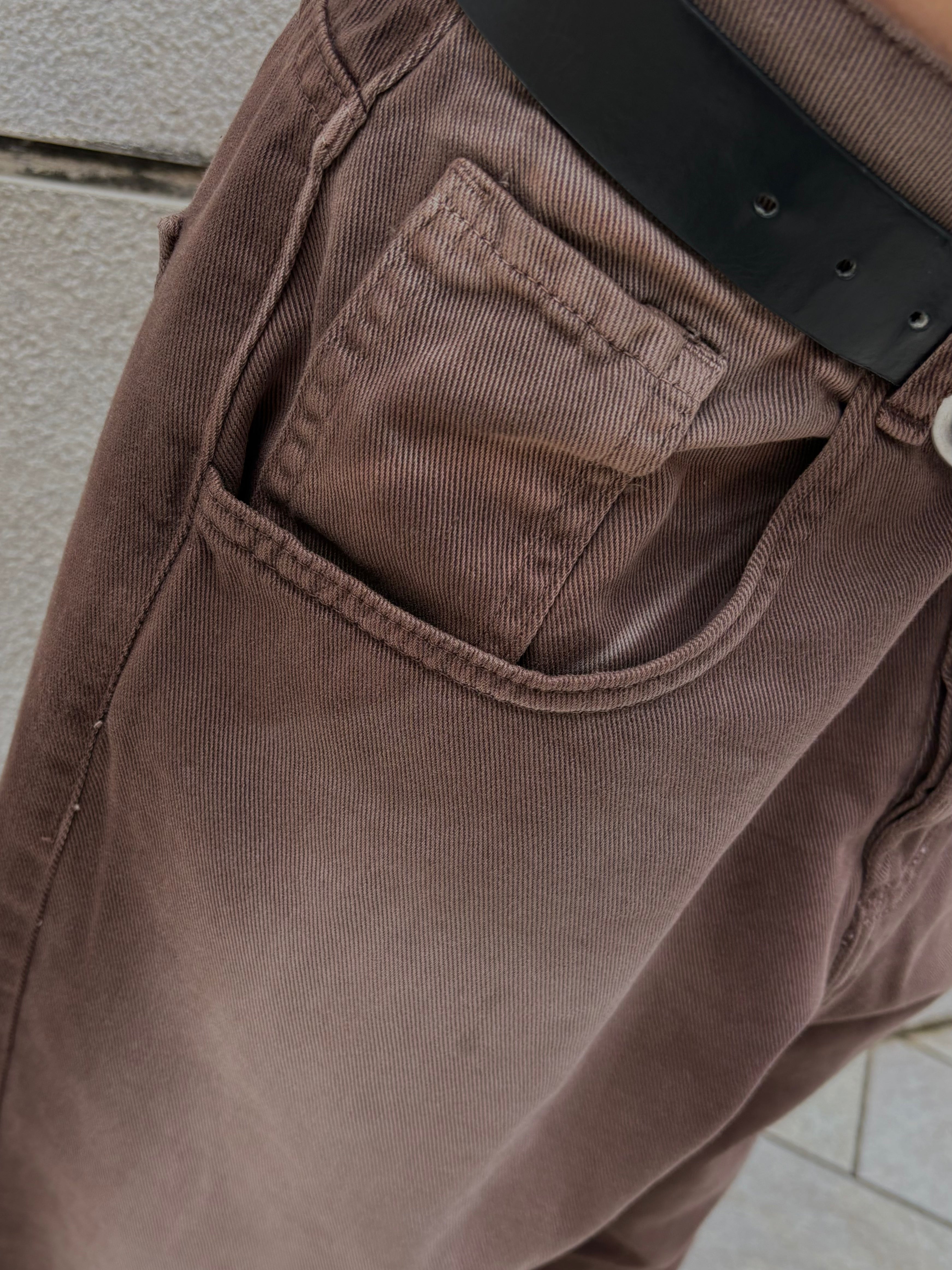 Jeans Stone Washed Baggy Brown