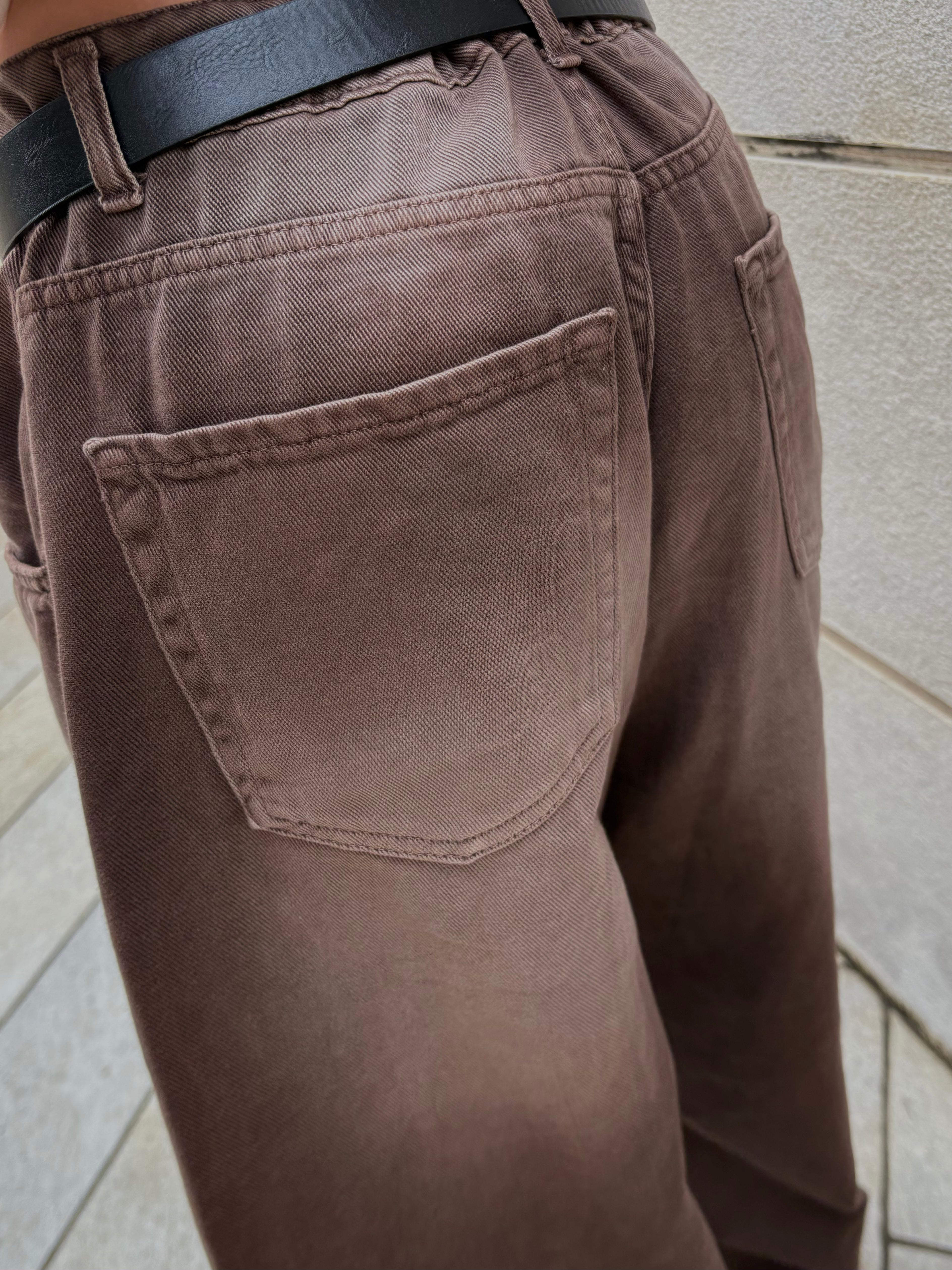 Jeans Stone Washed Baggy Brown