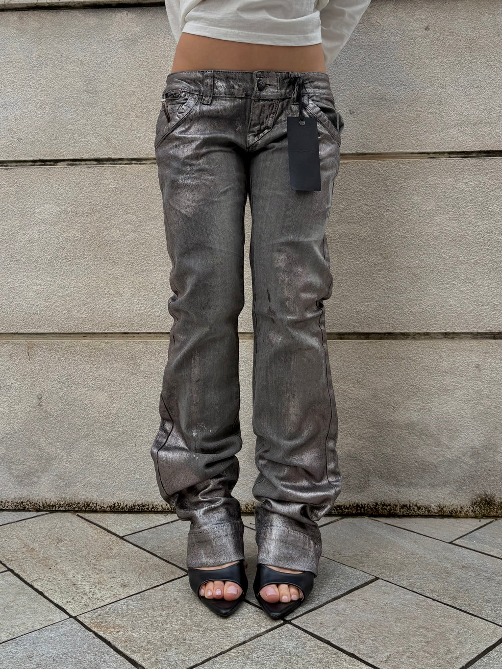 Jeans Vita Bassa Grigio Cerato